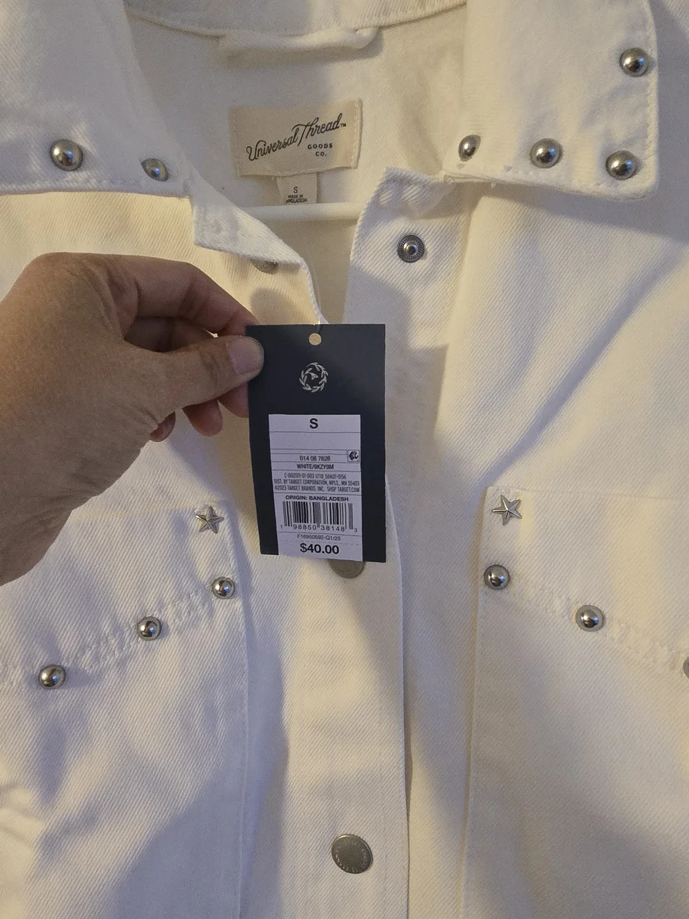 Universal Thread Ivory Stud-Detail Lightweight Shirt Jacket